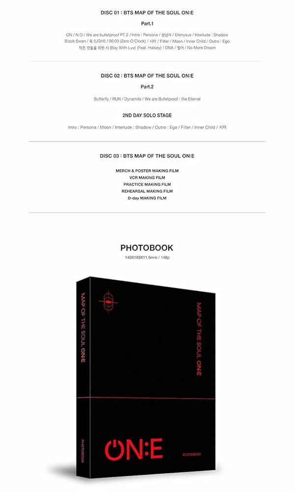 BTS MAP OF THE SOUL ON:E DVD. 3 DISC(DVD CD/about 300 mins)+